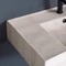 Beige Travertine Design Ceramic Wall Mounted or Vessel Sink With Counter Space